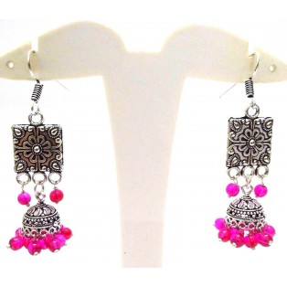 Silver Oxidized Earring Jhumka Jhumki Imitation Ethnic Jewelry Long Dangle AE29